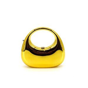 LIKE DREAMS /GROSSI Cleo Aura metallic mirror small top handle clutch -GOLD